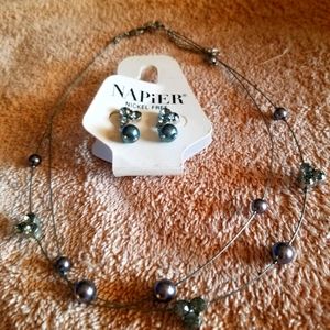 Smoky grey cubic zirconia necklace and earring set